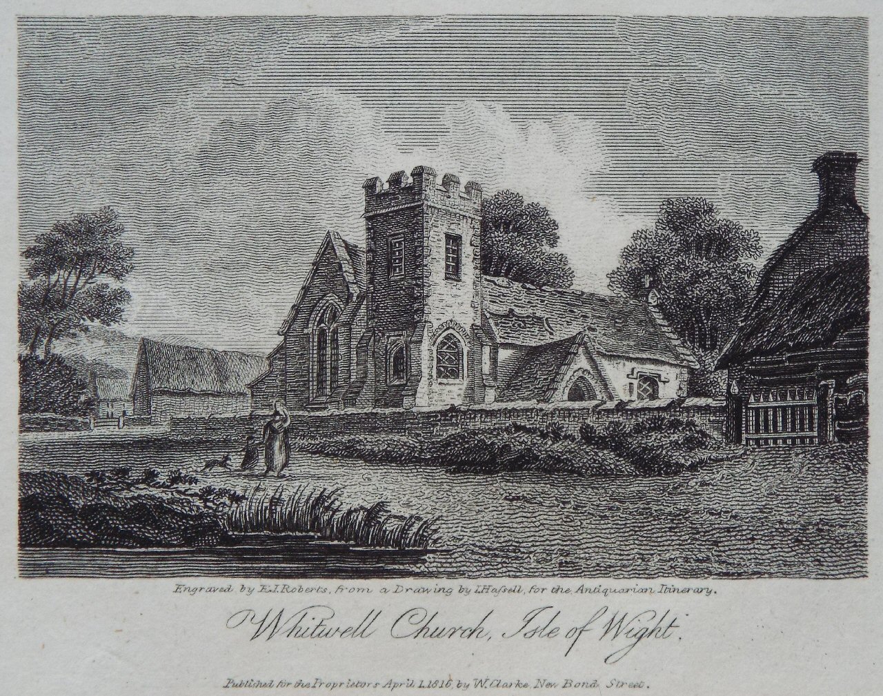 Print - Whitwell Church, Isle of Wight. - Roberts